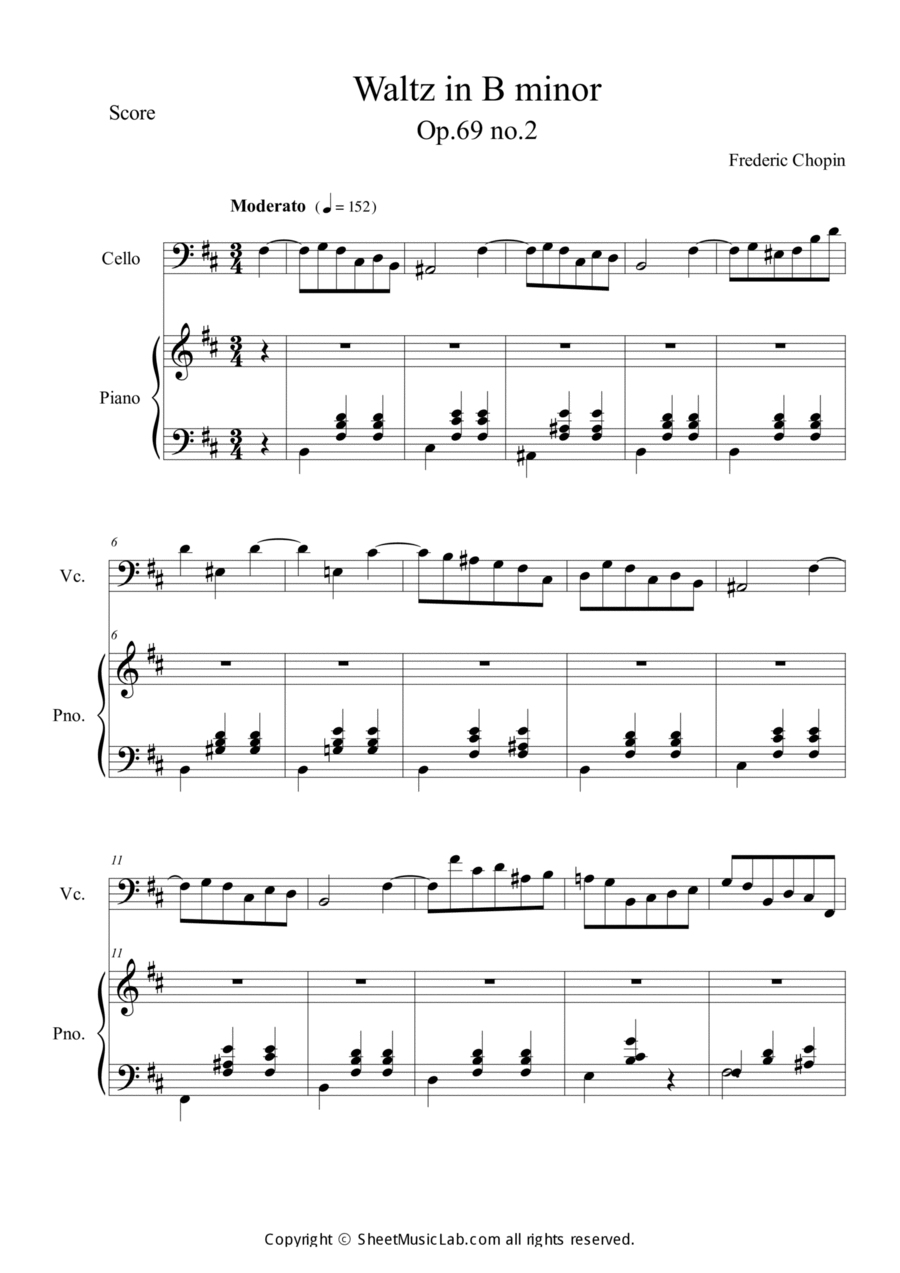 Waltz No.10 in B Minor Op.69, No.2 Piano scores gallery preview page 1