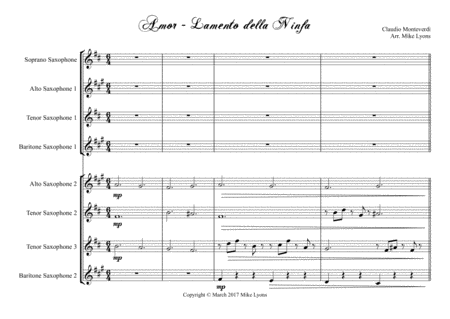 Amor - Lamento Della Ninfa (Monteverdi) (Sax Choir) image number null
