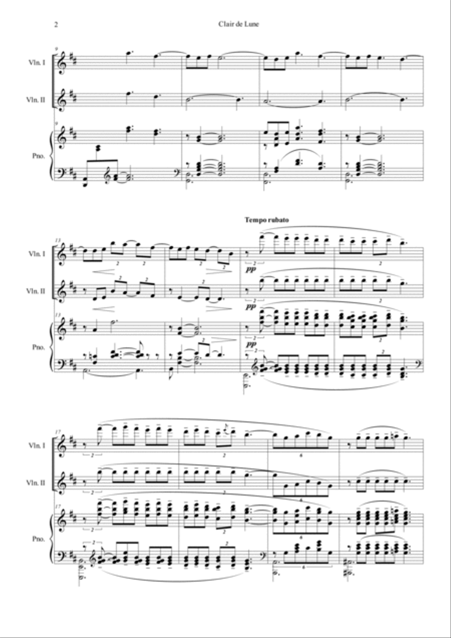 Clair de Lune in D Piano Trio scores gallery preview page 2