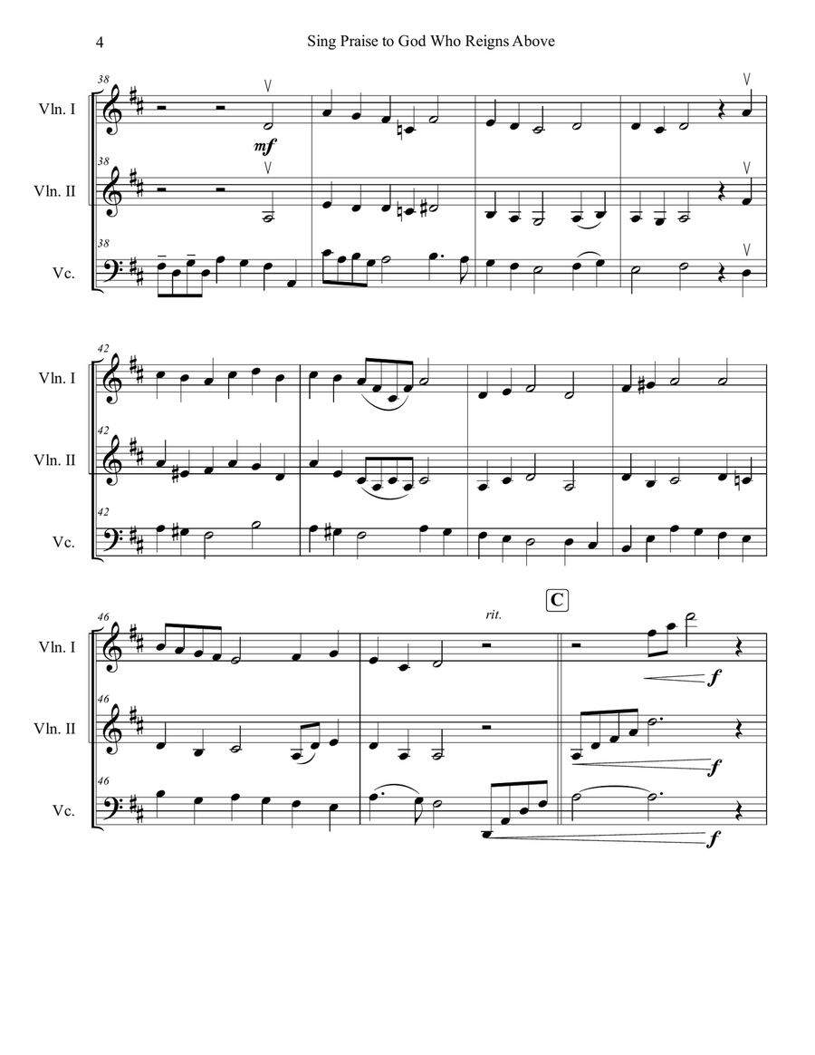 Sing Praise to God Who Reigns Above String Trio scores gallery preview page 4