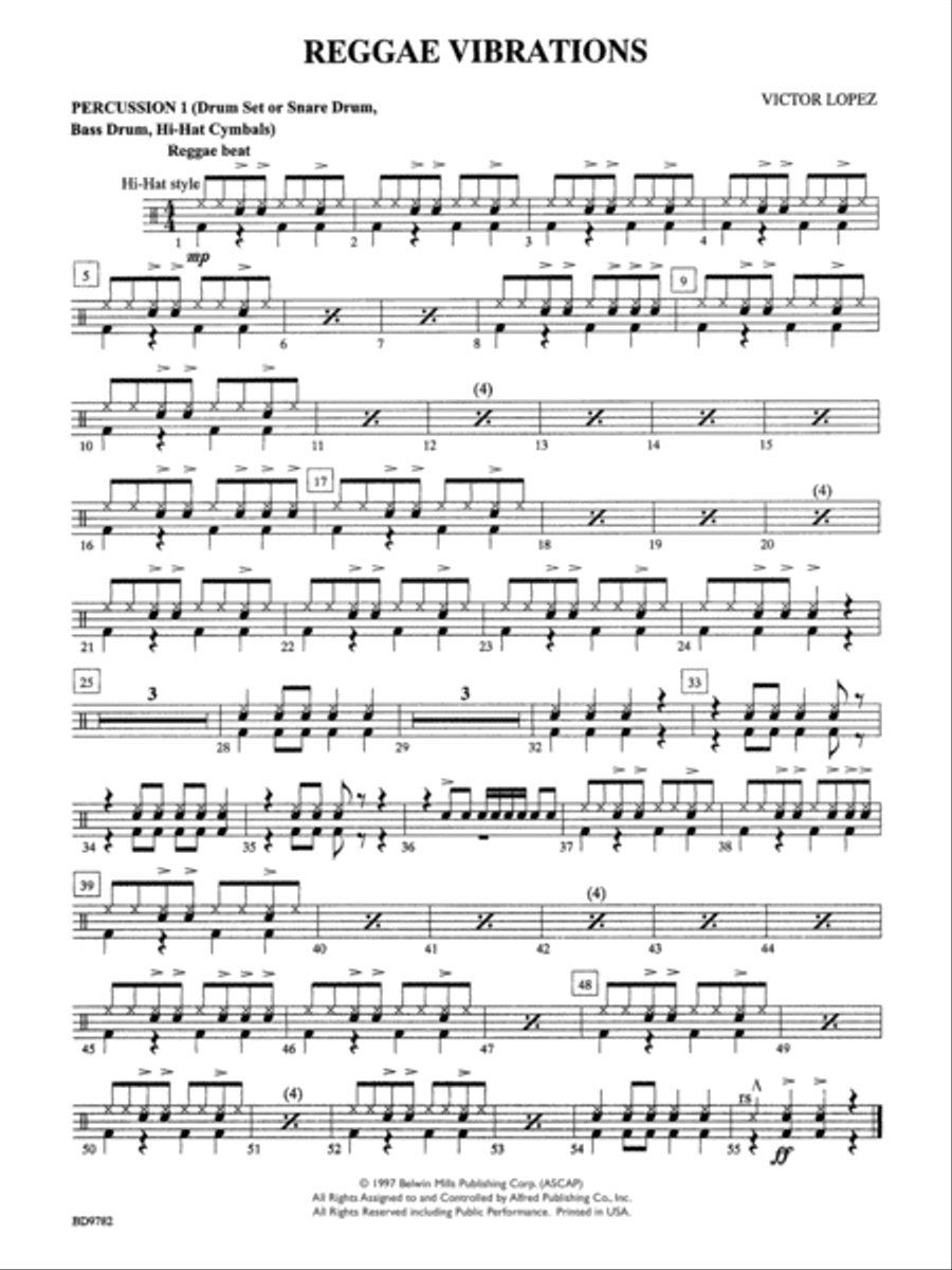Reggae Vibrations: 1st Percussion Concert Band scores gallery preview page 1
