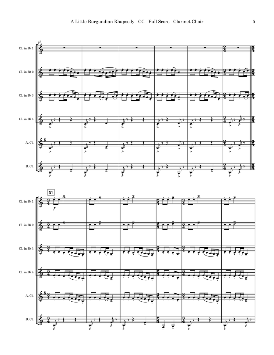 A Little Burgundian Rhapsody (Clarinet Choir) Clarinet Choir scores gallery preview page 5