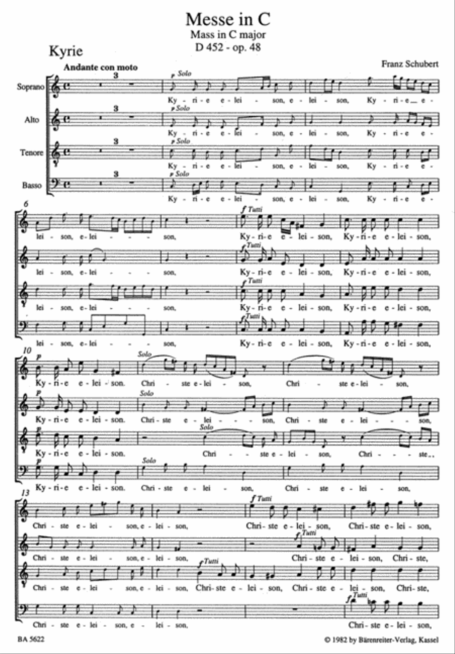 Mass in C major, op. 48 D 452 4-Part scores gallery preview page 1