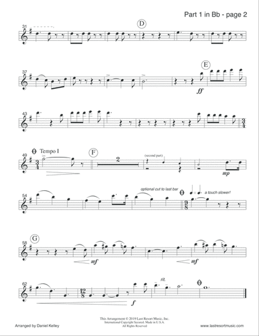 Happy Birthday to You for Wind Quartet (Mixed Quartet, Double Reed Quartet, or Clarinet Quartet) Mus Clarinet Quartet scores gallery preview page 3
