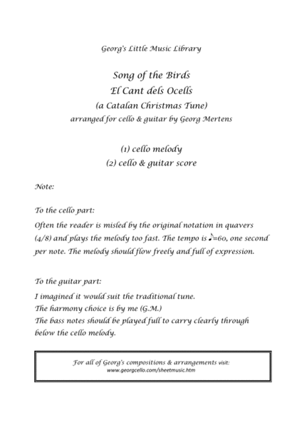 Song of the Birds for cello & guitar