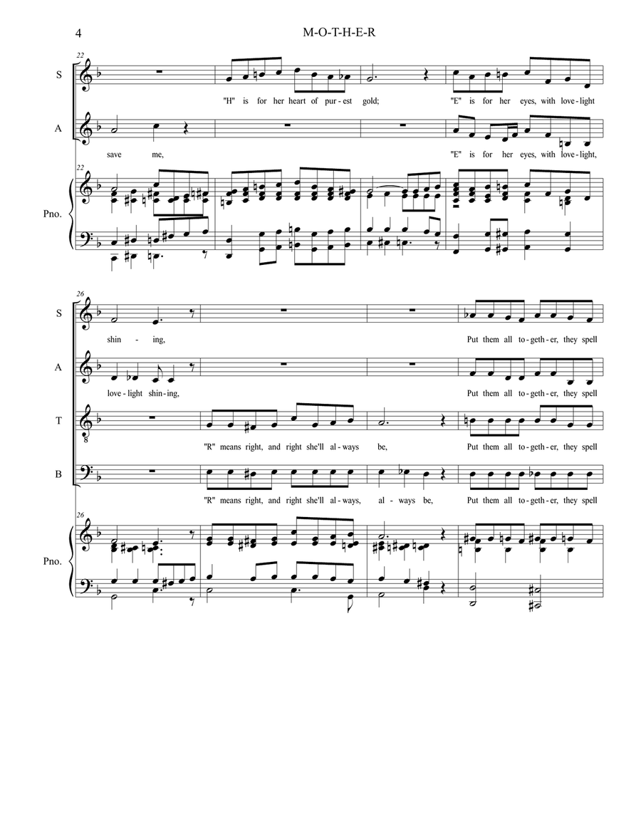 M-O-T-H-E-R (A Word That Means The World To Me) 4-Part scores gallery preview page 4