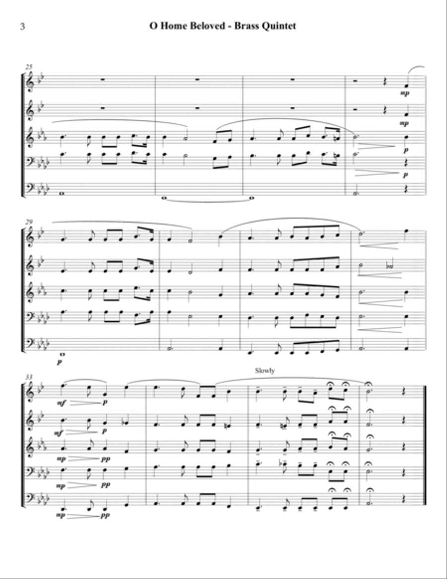 O Home Beloved O Home Beloved Brass Quintet scores gallery preview page 3