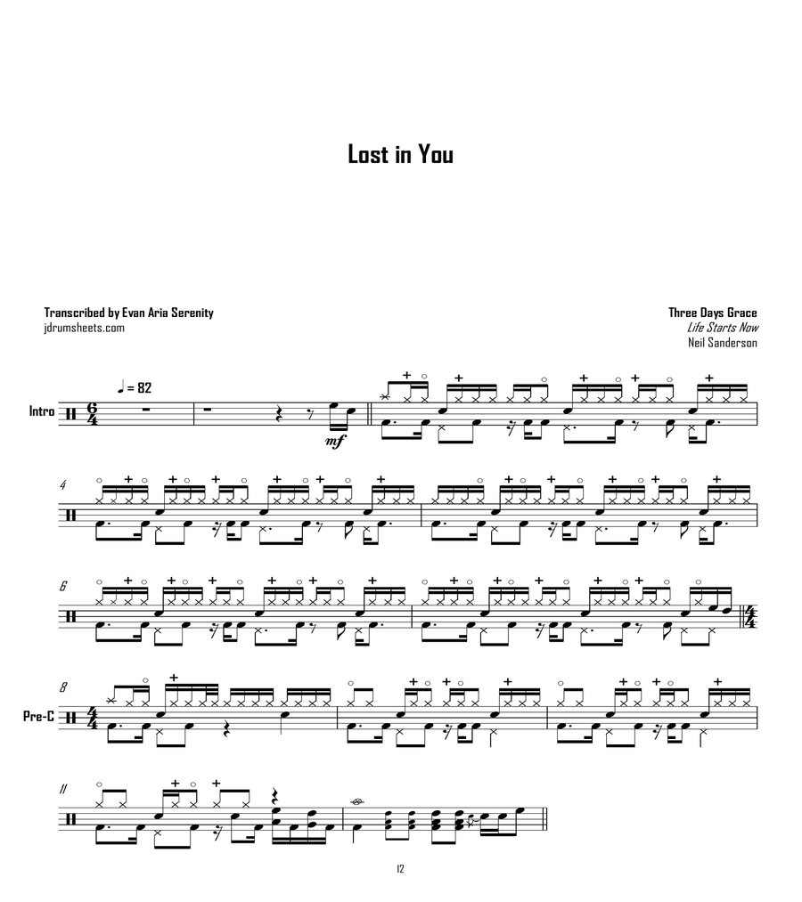 Lost In You Drum Set scores gallery preview page 1