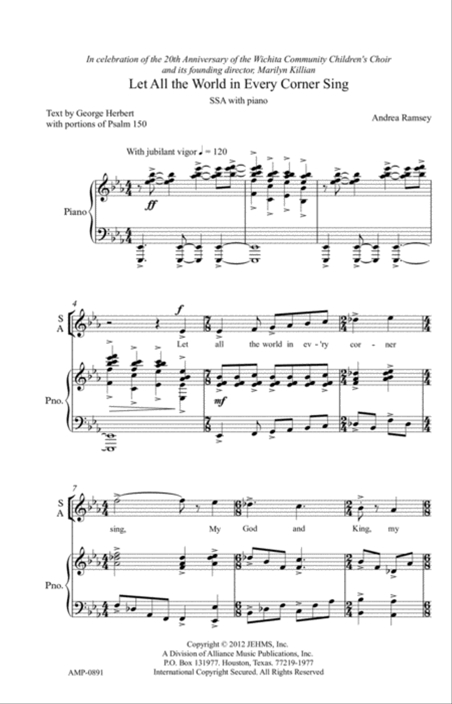 Let All the World in Every Corner Sing SSA scores gallery preview page 2