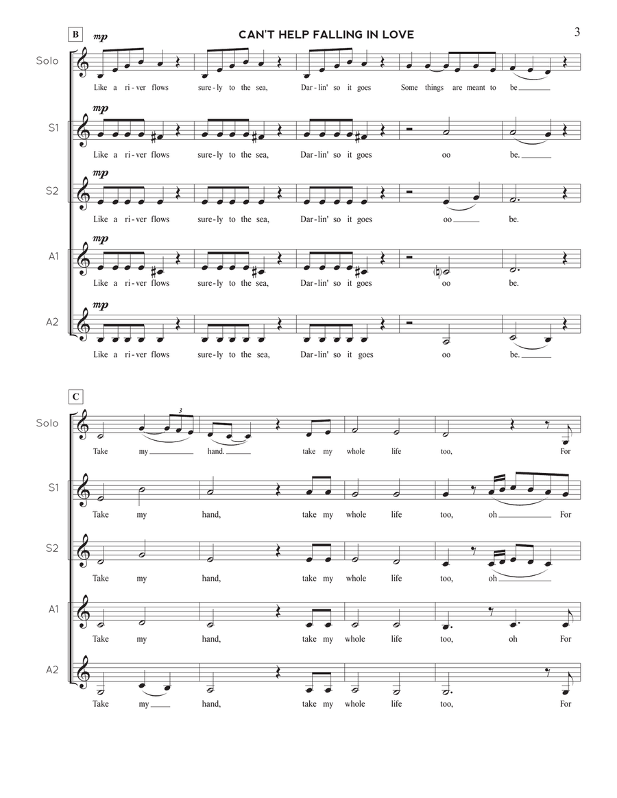 Can't Help Falling In Love SSAA scores gallery preview page 3