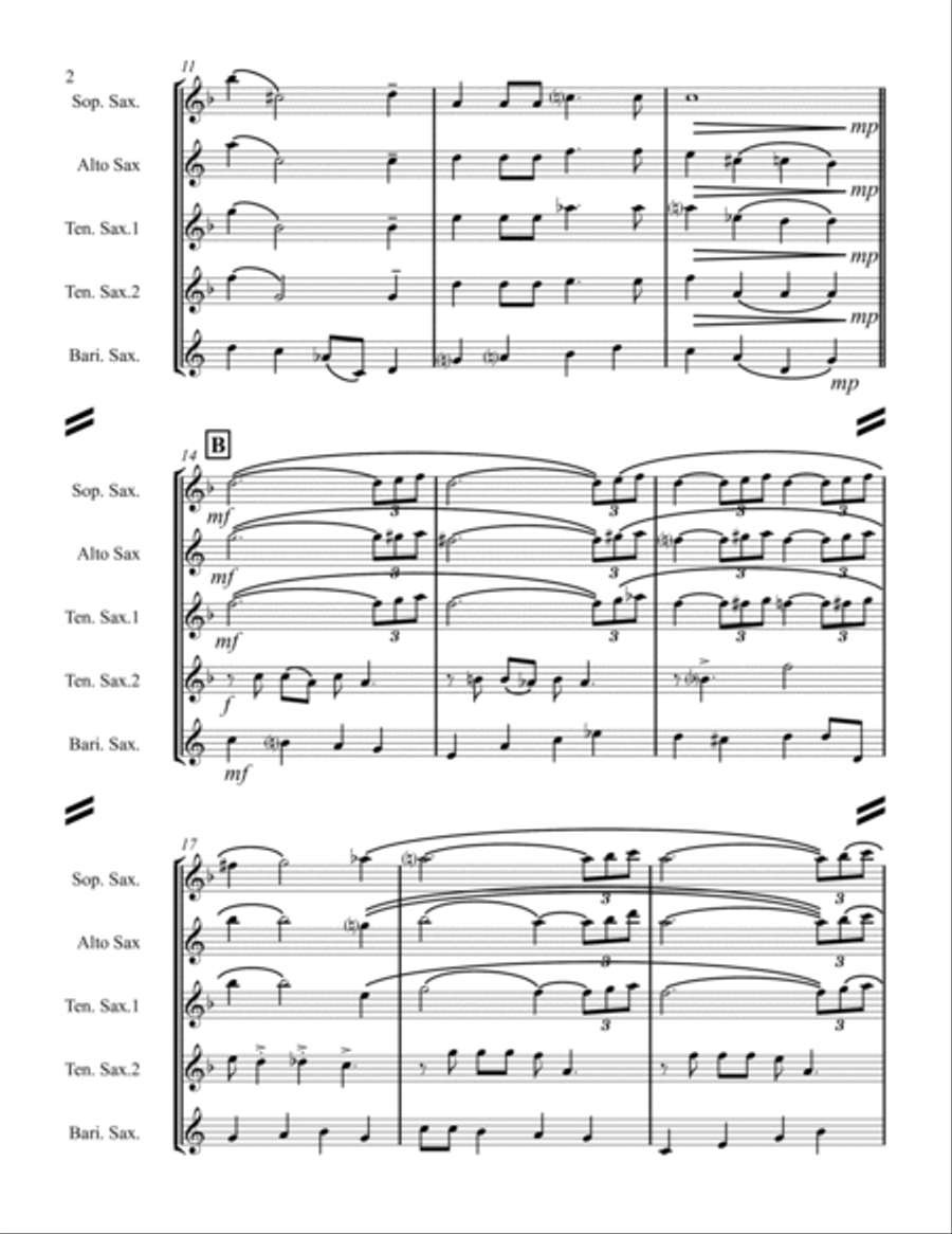 Moonlight Serenade Saxophone Quintet scores gallery preview page 3