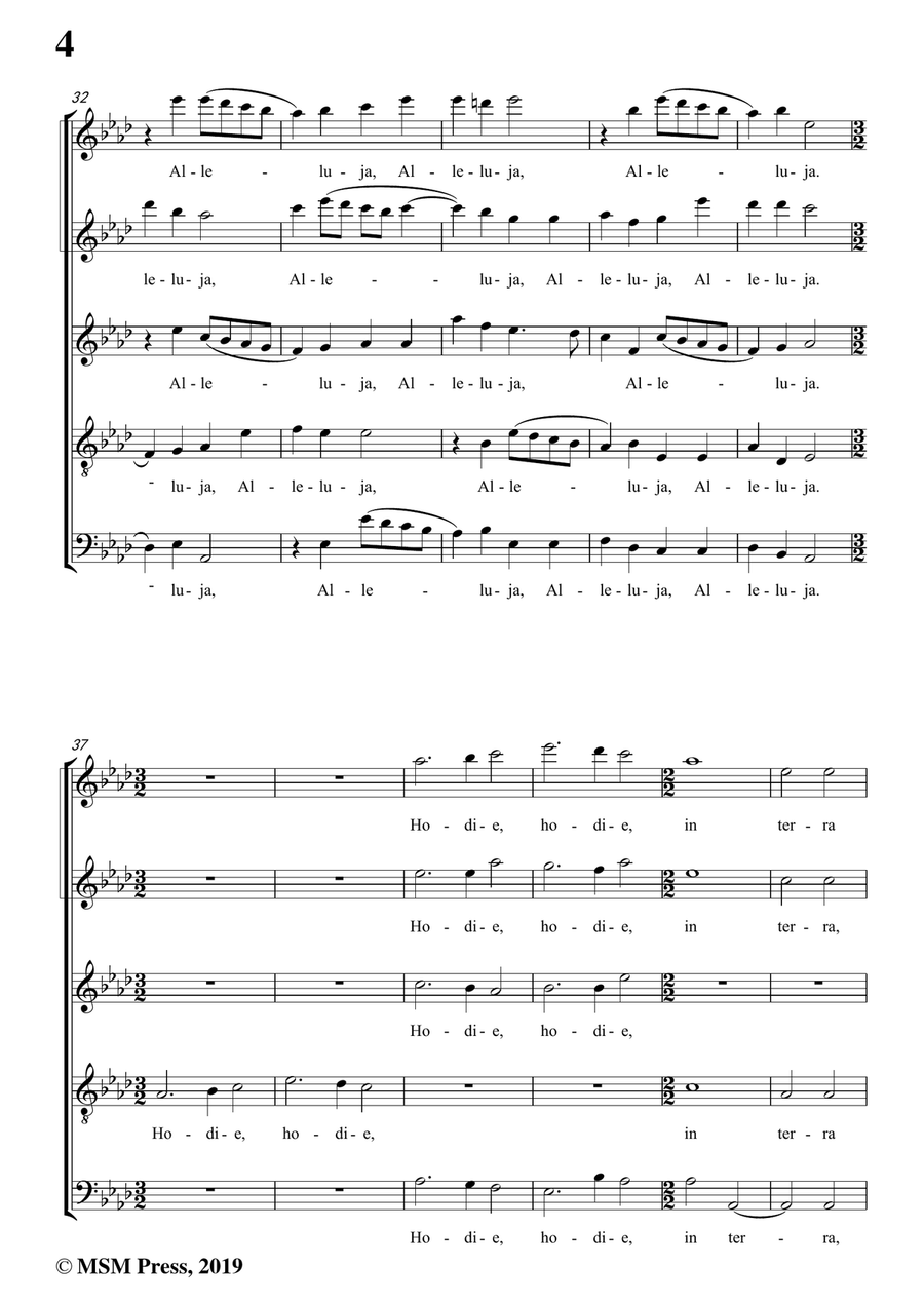 Sweelinck-Hodie Christus natus est,in A flat Major,for A cappella 4-Part scores gallery preview page 6