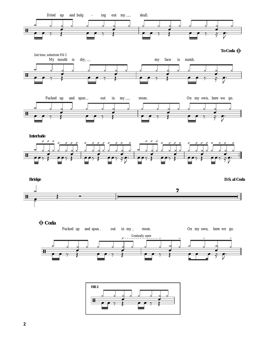 Brain Stew (The Godzilla Remix) Drum Set scores gallery preview page 2
