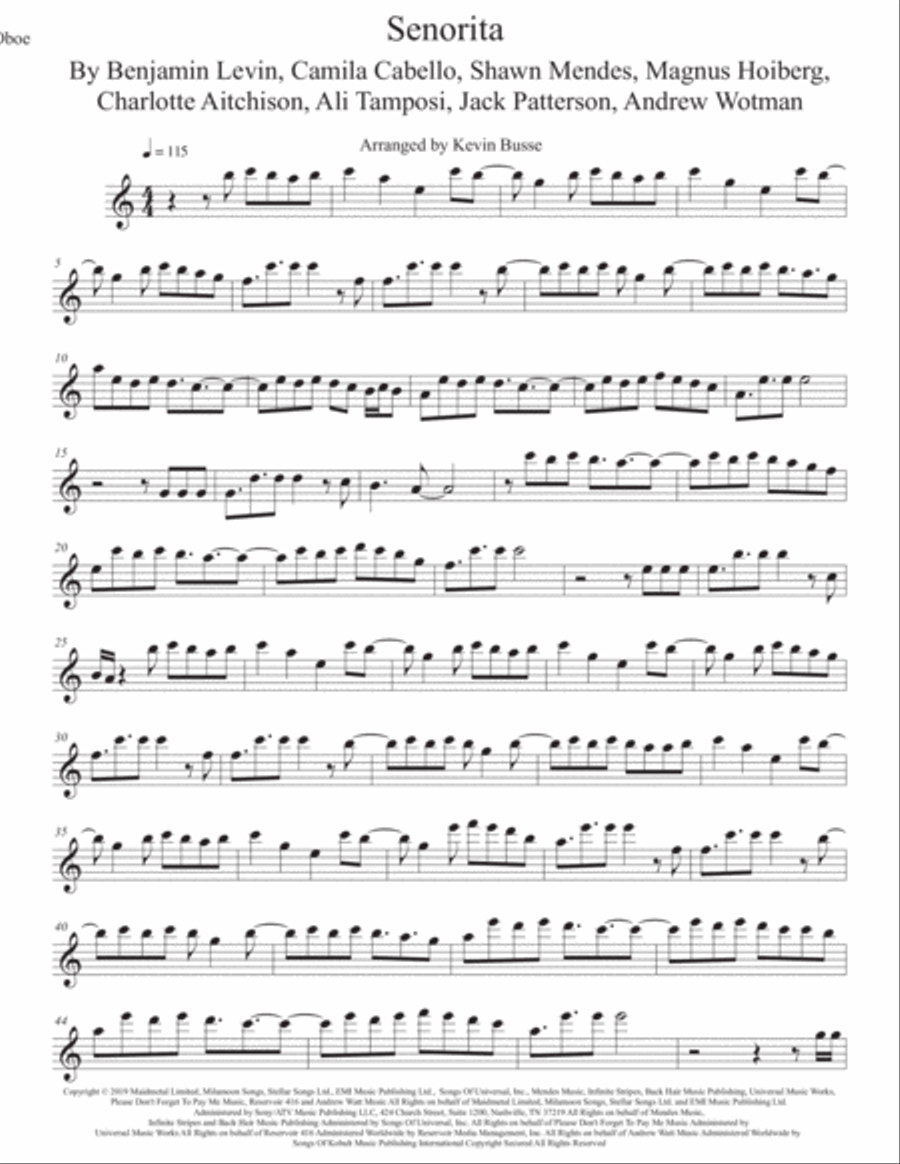 Senorita Oboe Solo scores gallery preview page 1