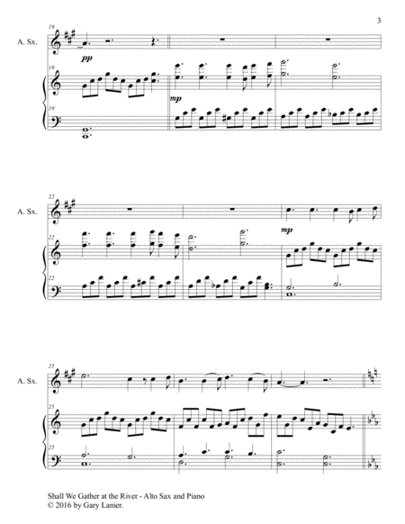 SHALL WE GATHER AT THE RIVER (Duet – Alto Sax & Piano with Score/Part) image number null