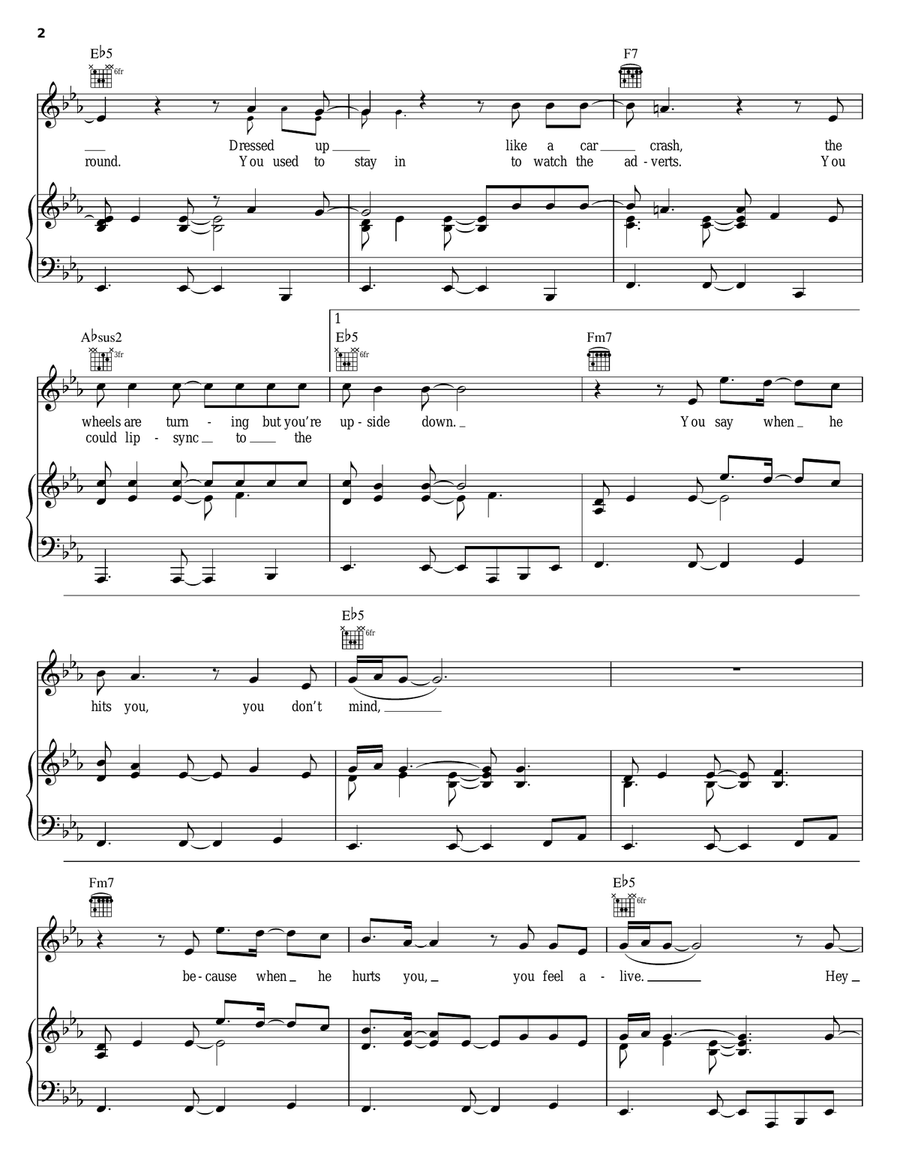 Stay (Faraway, So Close!) Piano, Vocal, Guitar scores gallery preview page 2