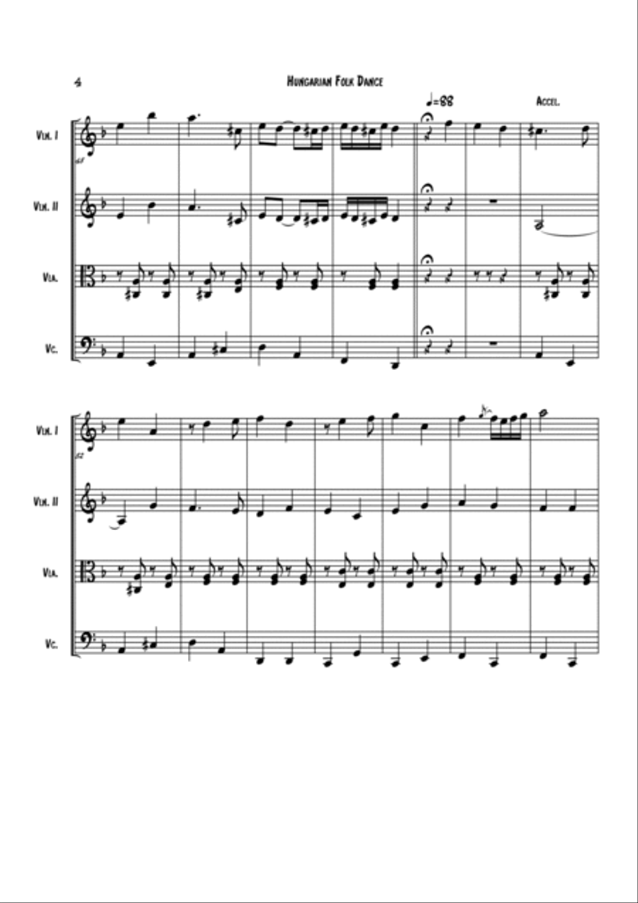 Hungarian Folk Song Hungarian Folk Song String Quartet scores gallery preview page 4