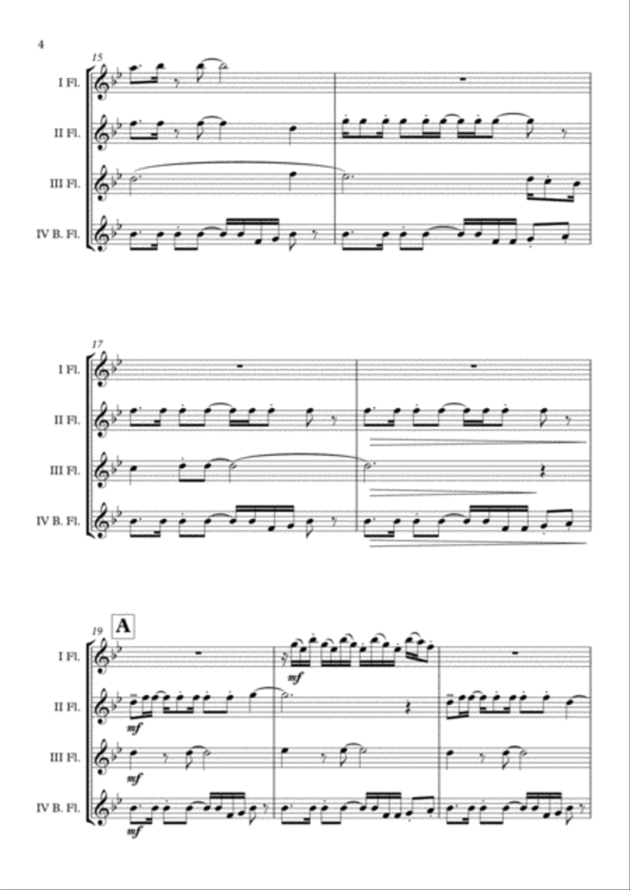 Overture/prologue Flute Quartet scores gallery preview page 5