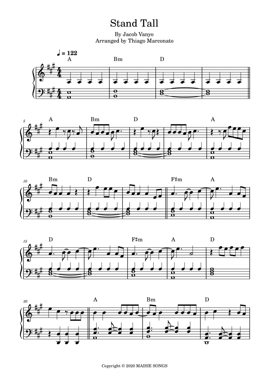 Stand Tall Piano Solo Digital Sheet Music Sheet Music Plus