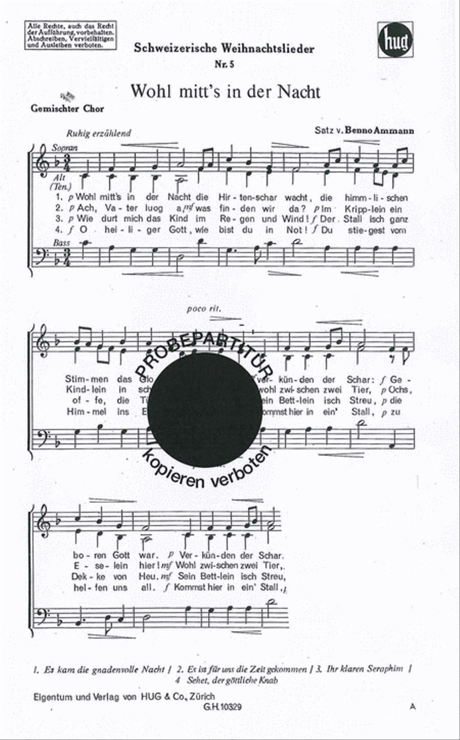 Wohl mitts in der Nacht Choir scores gallery preview page 1