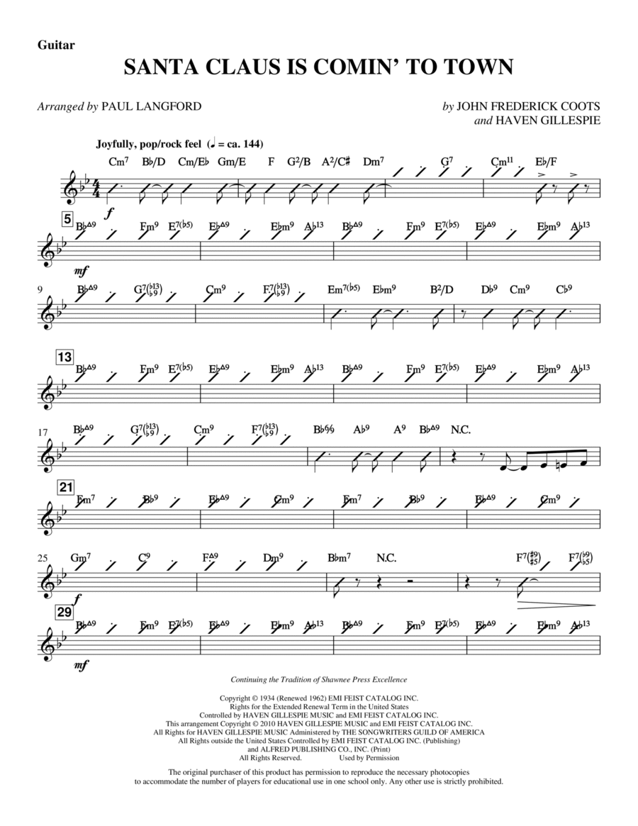 Santa Claus Is Comin' To Town - Guitar Choir scores gallery preview page 1