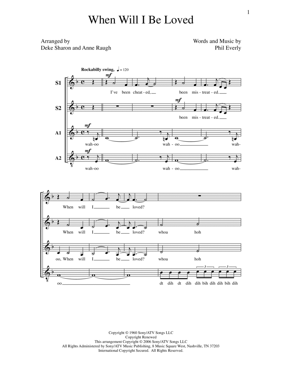 When Will I Be Loved SSAA scores gallery preview page 1