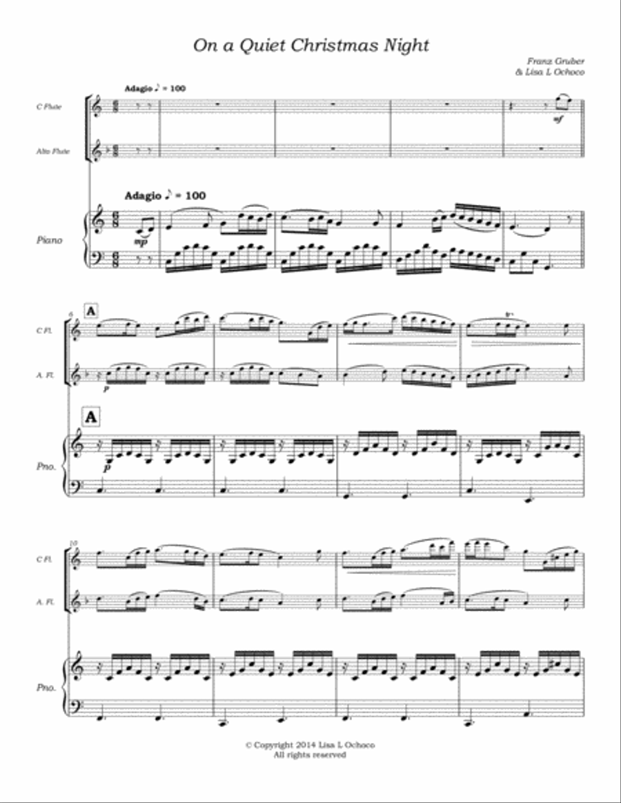 On a Quiet Christmas Night for C flute/Alto flute and Piano Woodwind Duet scores gallery preview page 5