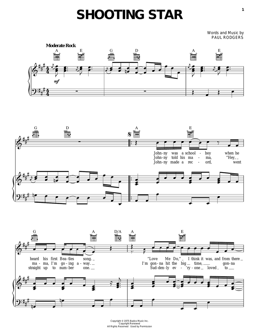Shooting Star Shooting Star Acoustic Guitar scores gallery preview page 1