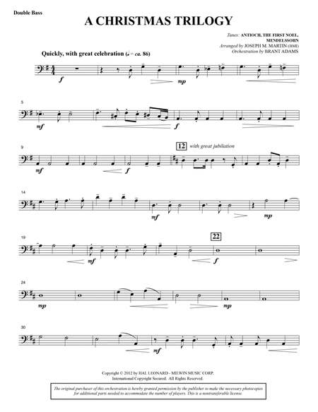 A Christmas Trilogy (from Carols For Choir And Congregation) - Double Bass