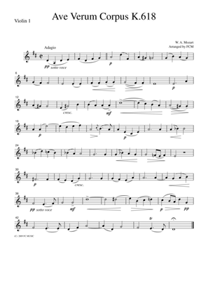 Mozart Ave Verum Corpus K.618, for string quartet, CM019