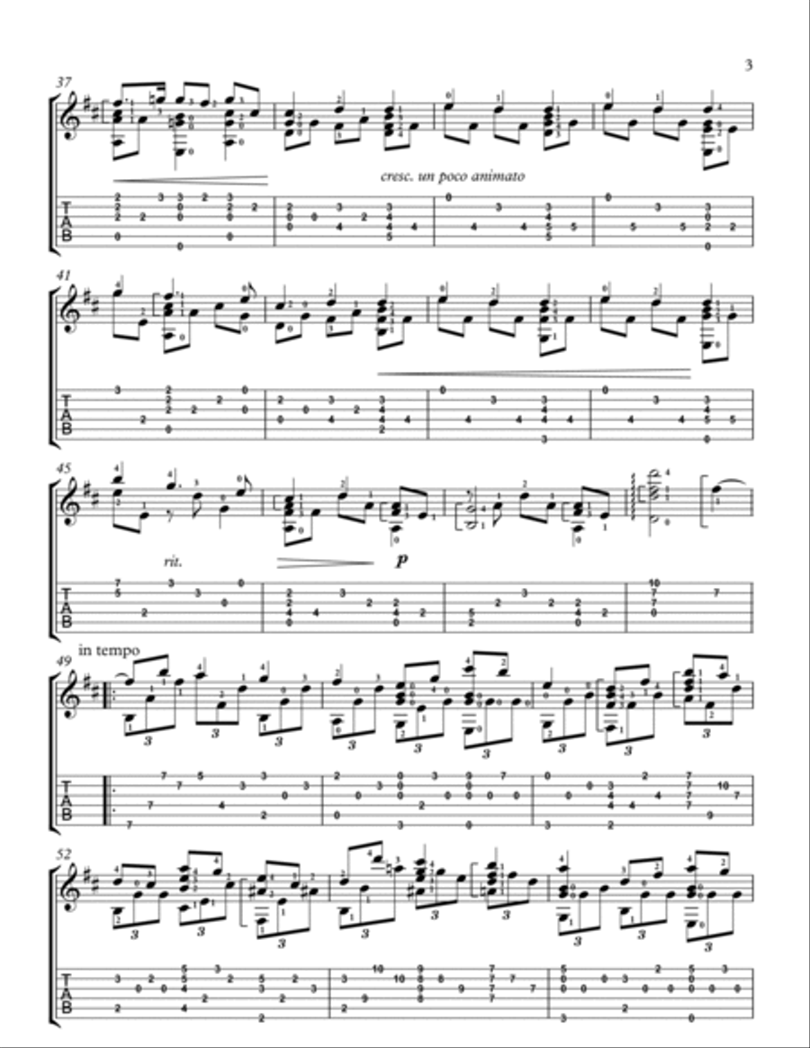 Intermezzo No. 2 Op. 118, guitar arrangement Acoustic Guitar scores gallery preview page 3