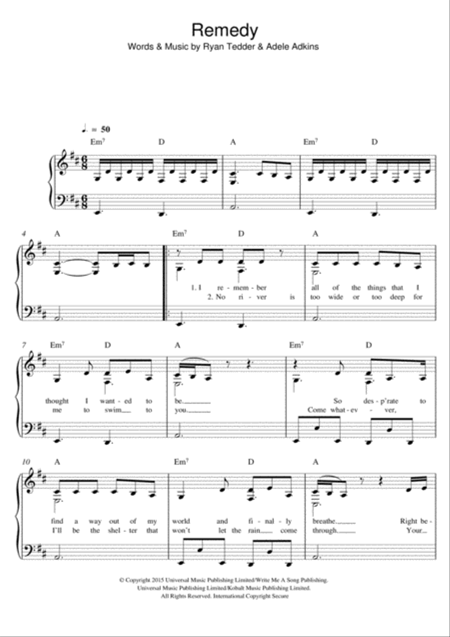 Remedy Easy Piano scores gallery preview page 1