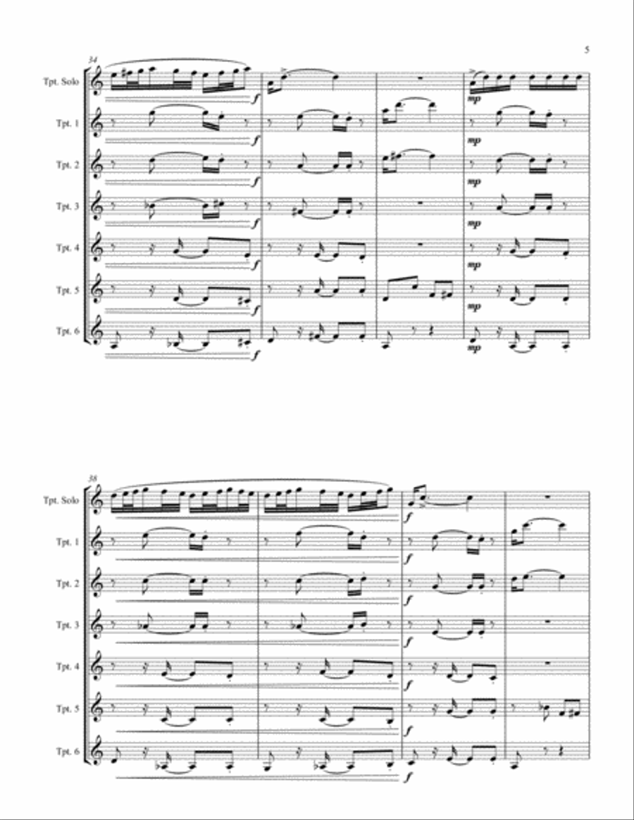 Prelude No. 1 (for Solo Trumpet and Trumpet Ensemble) Trumpet Solo scores gallery preview page 5