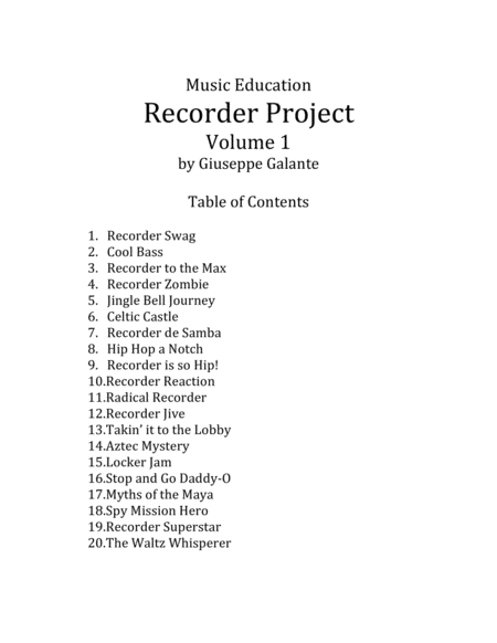 Music Education: Recorder Project Volume 1