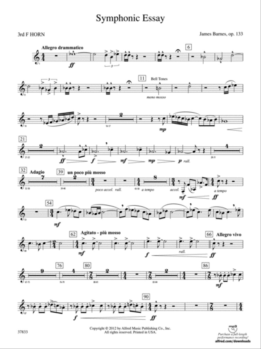 Symphonic Essay: 3rd F Horn Concert Band scores gallery preview page 1