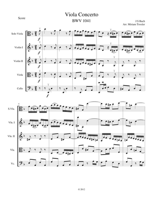 Book cover for Viola Concerto in D Minor, Score