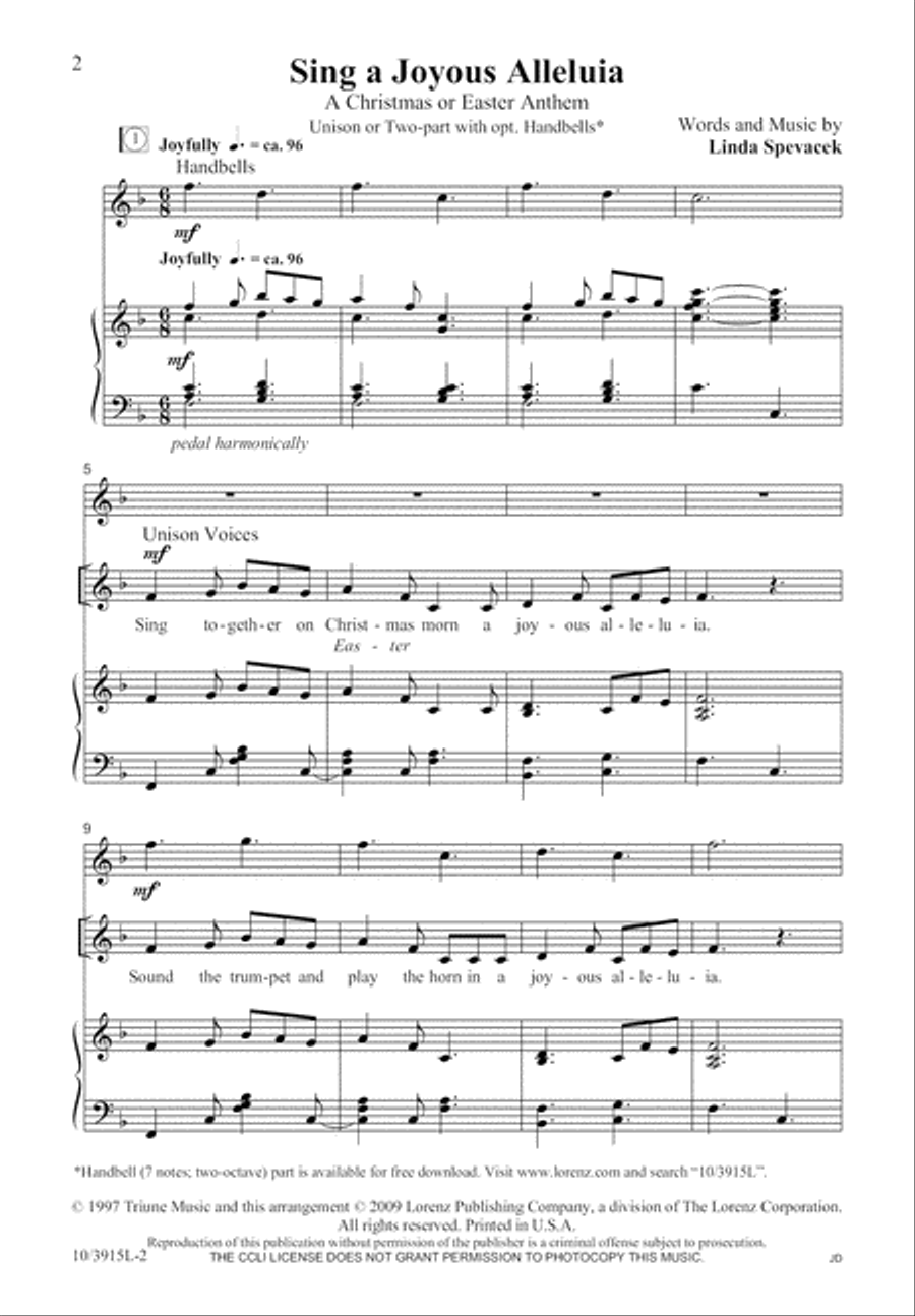 Sing a Joyous Alleluia Unison Choir scores gallery preview page 3