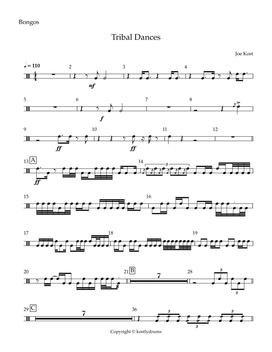 Tribal Dances Percussion Ensemble scores gallery preview page 1
