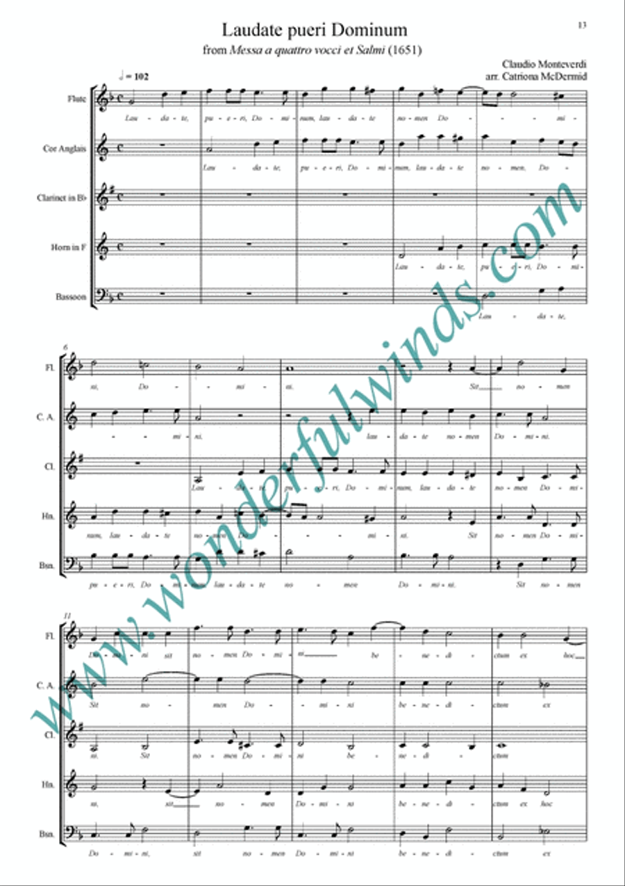 Two Motets And A Madrigal Woodwind Quintet scores gallery preview page 3