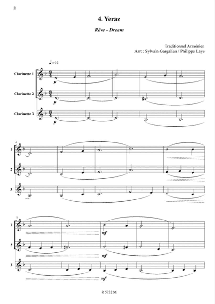 Easy armenian folk tunes for 2/3 clarinets Clarinet scores gallery preview page 5