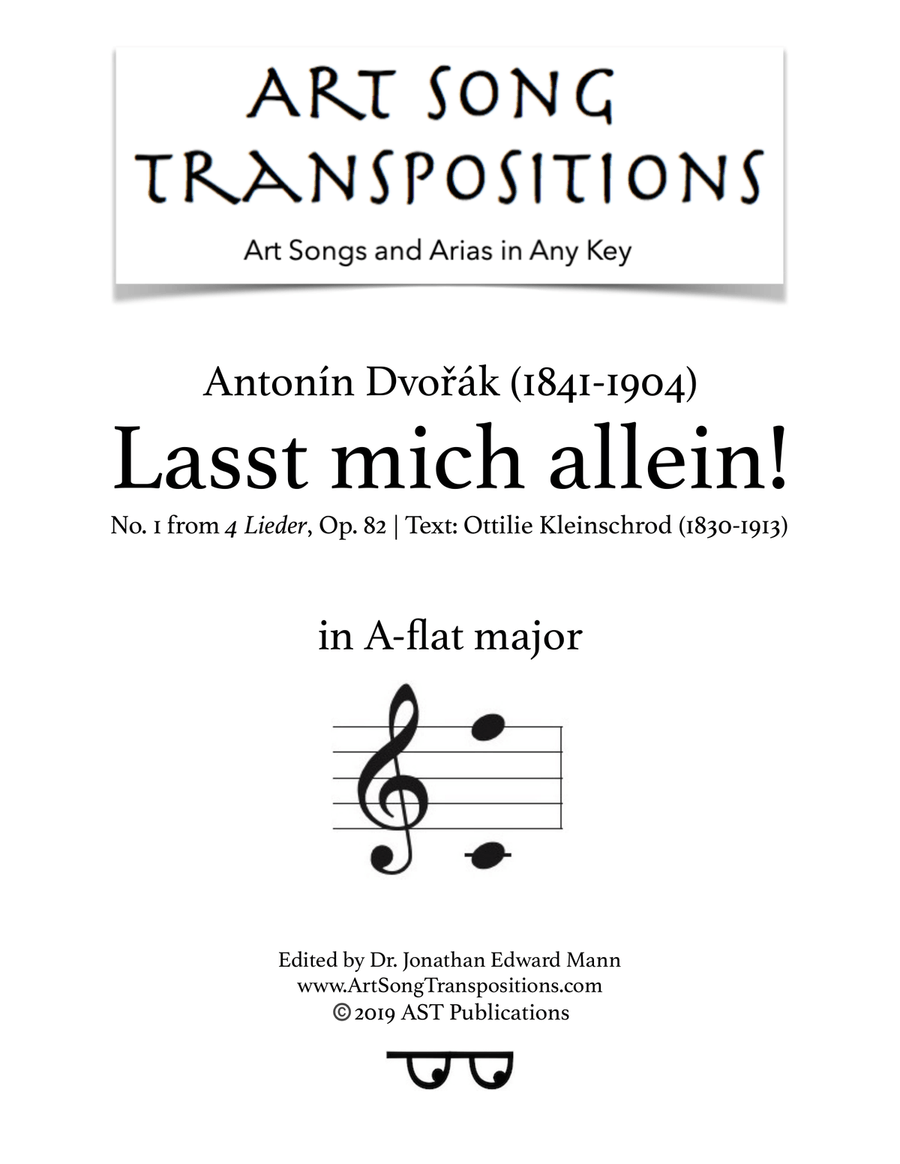 DVORÁK: Lasst mich allein! Op. 82 no. 1 (transposed to A-flat major) Voice scores gallery preview page 1