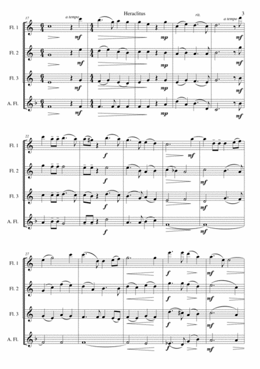 Heraclitus for flute quartet (3 flutes and 1 alto flute) image number null