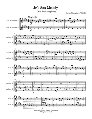 Jr.'s Sax Melody Duet for Alto Saxophone