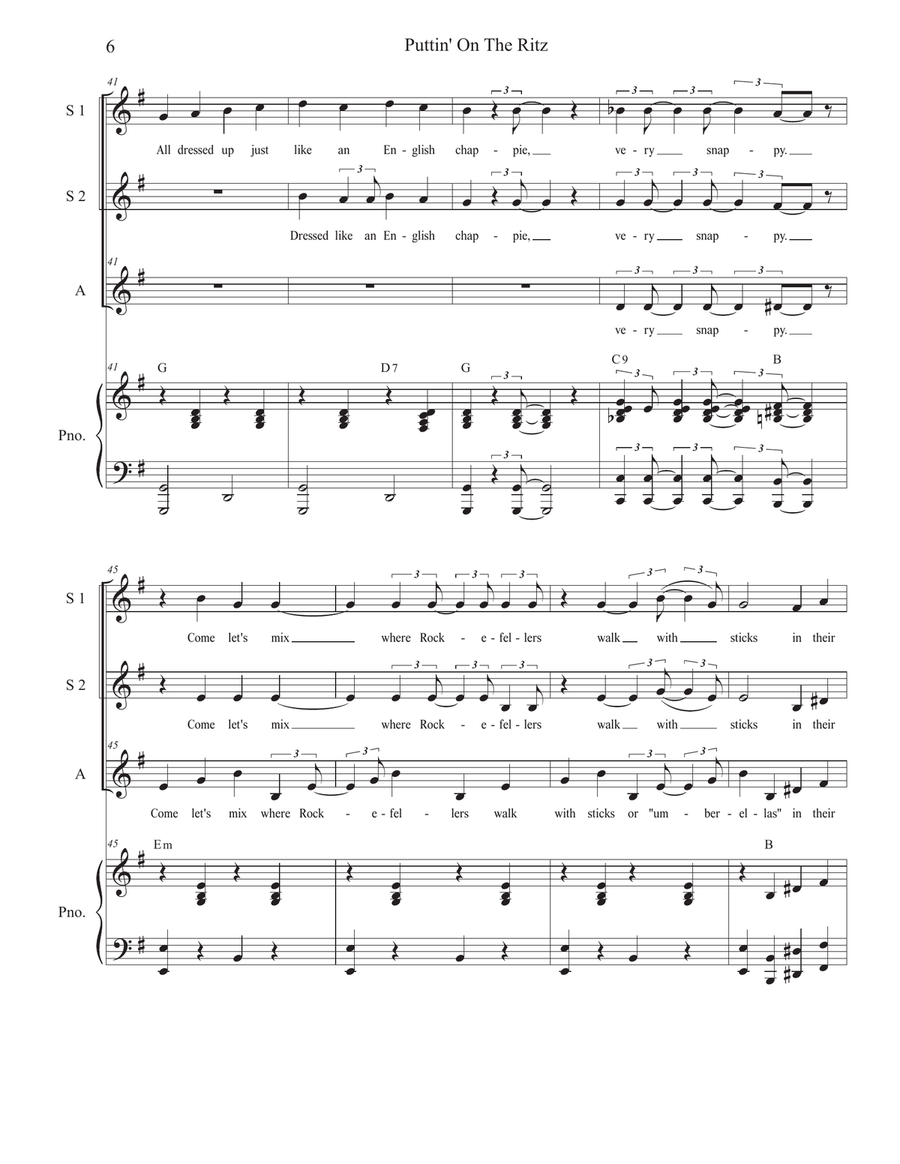 Puttin' On The Ritz (Vocal Trio - (SSA) SSA scores gallery preview page 6