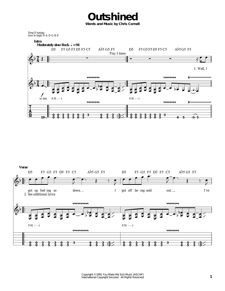 Outshined Outshined Acoustic Guitar scores gallery preview page 1