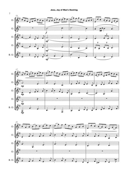 Jesu Joy of Man's Desiring, J S Bach, for Clarinet Quintet or Clarinet Choir image number null
