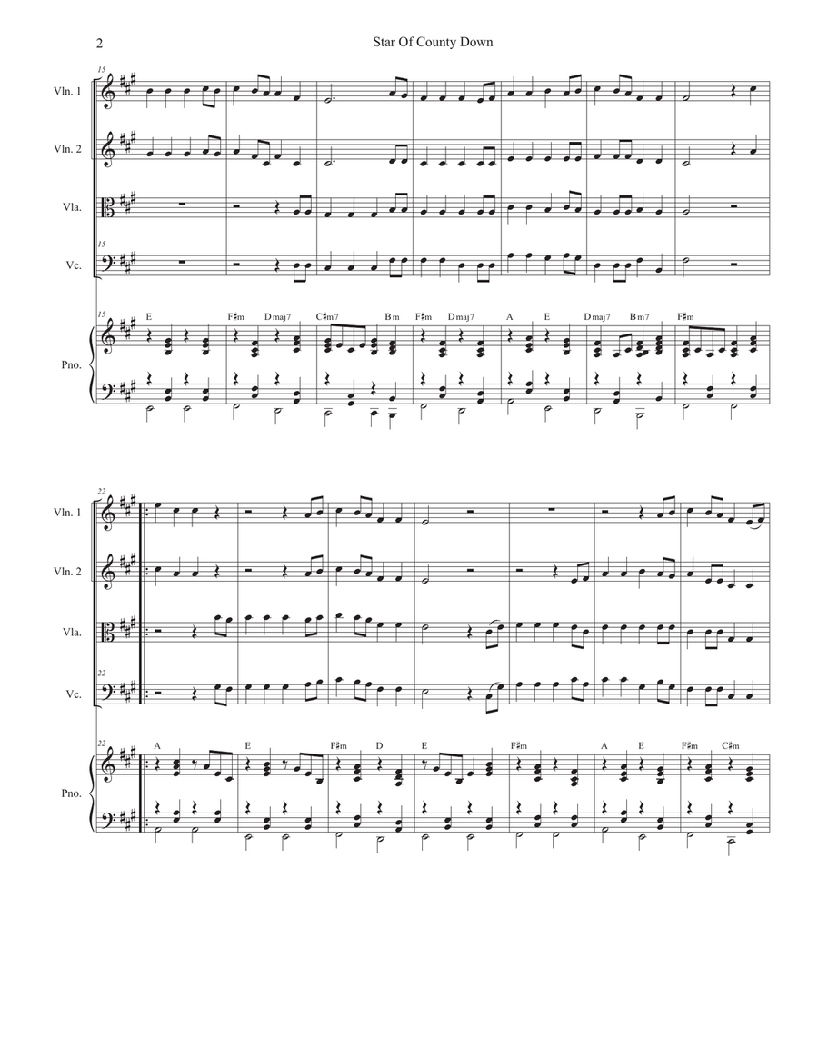 Star Of County Down (String Quartet and Piano) String Quartet scores gallery preview page 2