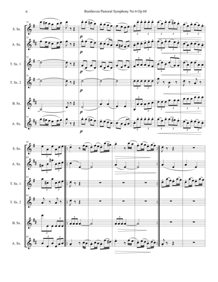 Beethoven Pastoral Symphony No 6 Countryside Arrival Sax Quartet by Ludwig van Beethoven Saxophone Quartet - Digital Sheet Music