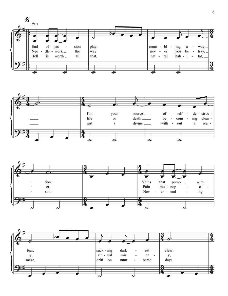 Master Of Puppets Easy Piano scores gallery preview page 3