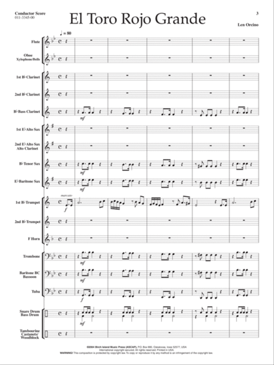 El Toro Rojo Grande Concert Band scores gallery preview page 2